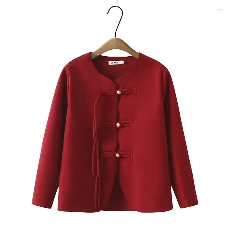 Vestes féminines 2024 Boucle de bobine de style chinois printemps veste de manteau d'automne décontracté.