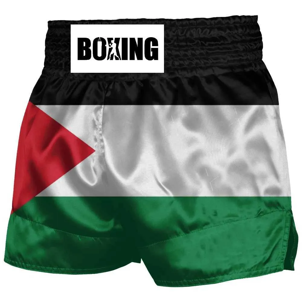 Short masculin Childrens adultes Muay Thai Boxing Shorts convient aux coups de pied et à l'entraînement dans les sports de combat palestiniens Y240507
