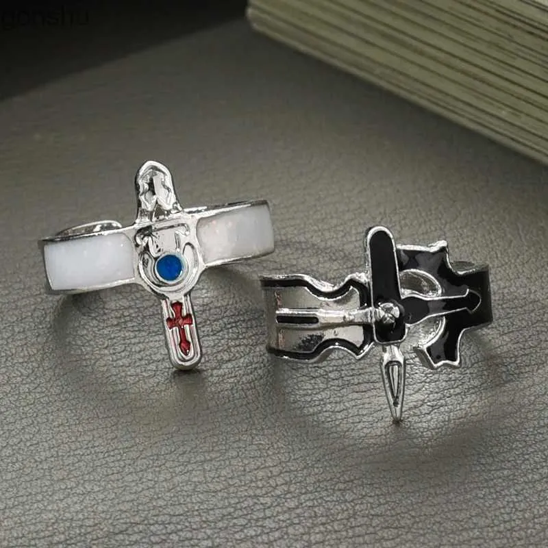 Paarringe Schwertkunst Online Retro Kirito Asuna Cross Metal Ring Fashion Paar Schmuck Ring Wx