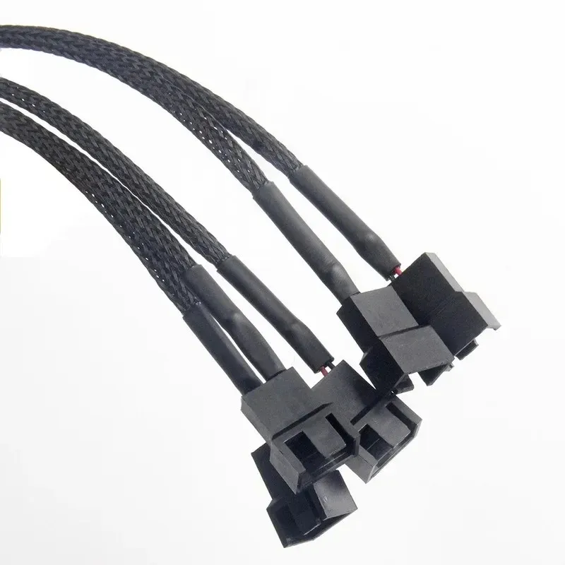 30cm 4pin IDE Molex a 4 portas com mangas pretas resfriador resfriamento 3pin 4pin Splitter Splitter Cable Connector Ambiental Conector Cabos
