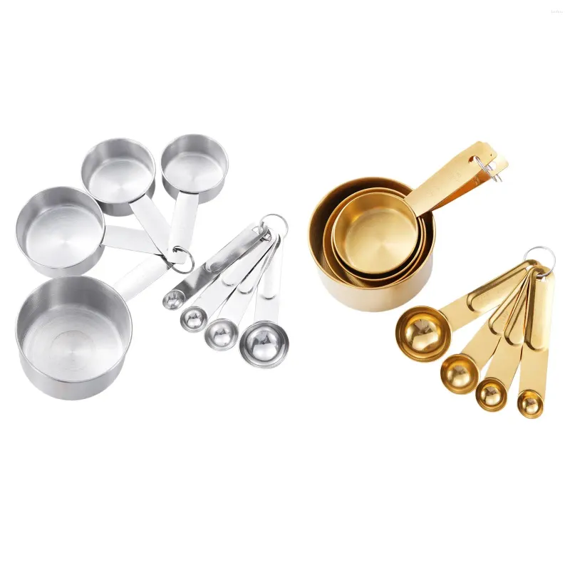 Measuring Tools 8 Pieces Cups And Spoons Set Measure Coffee Kitchen Tablespoon For Cooking Baking Bar Dry Liquid Food