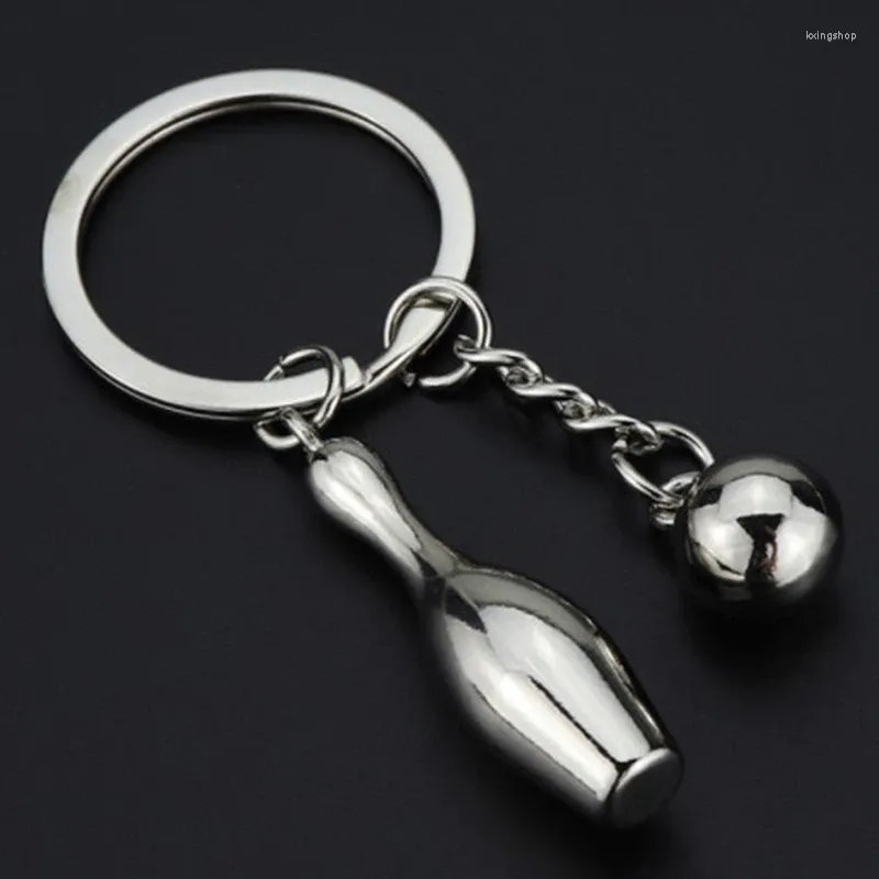 Decorative Figurines Creative Alloy Bowling Ball Pendant Car Key Ring Purse Bag Ornament Keychain Sports Lover Club Gift