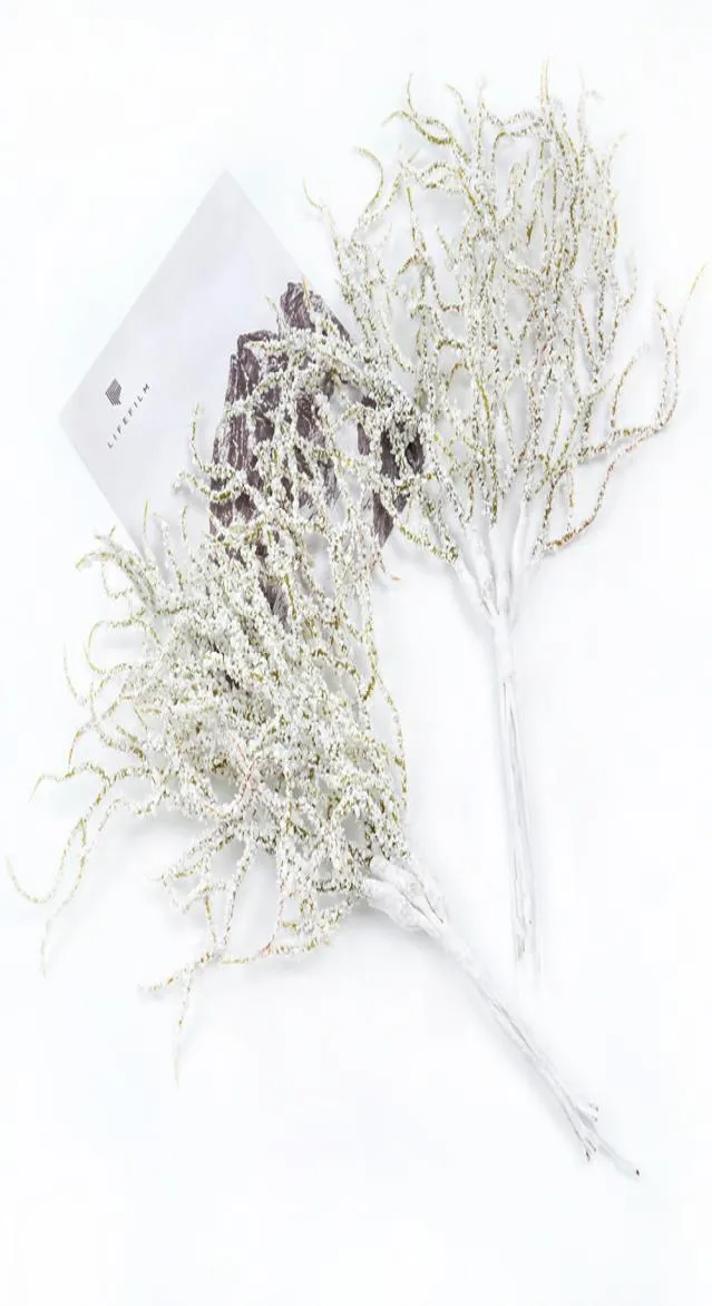 Weihnachten künstliche weiße Kieferngrasblume für Hochzeit Weihnachtsdekoration DIY Craft Wrack Geschenk Scrapbooking gefälschter Plant5817296