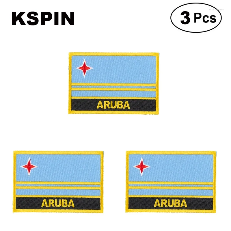 Broschen Aruba Rechteckige Formflagge Patches bestickt National für Kleidung DIY Dekoration