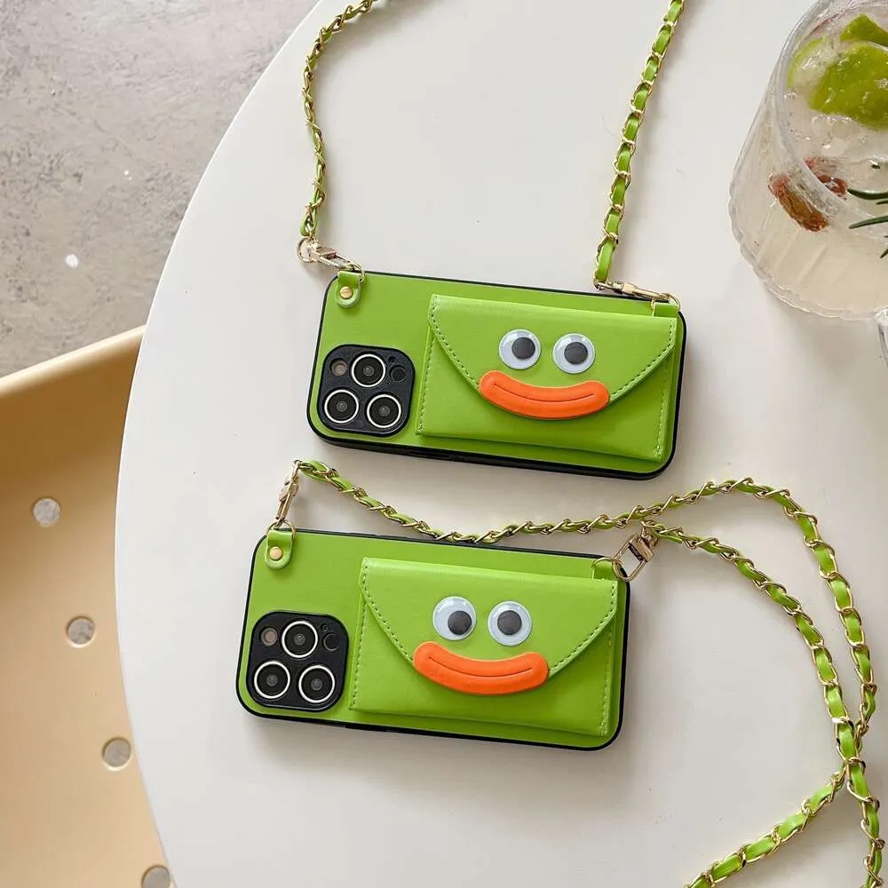 Suitable for Apple phone case crossbody hanging rope iPhone 15 Promax Frog Card Wallet 14 New Fashion