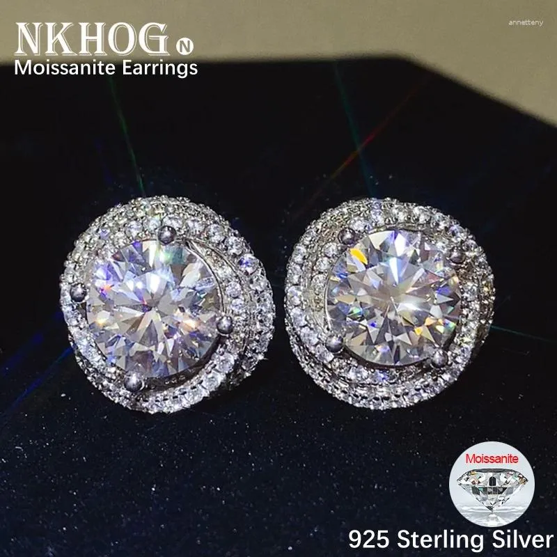 Stud -oorbellen Nkhog Real 6cttw Moissanite D Color Women 925 Sterling Silver Ear PLATED 18K Gold Party Gift Fine Jewelry Gra