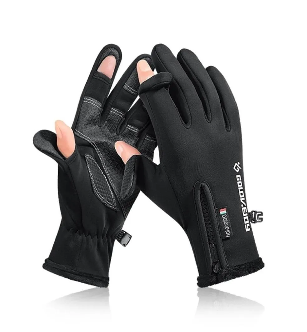 Men and Women Outdoor Waterproof Finger Exposed Touch Screen Winter Fleece Thermal Motorcycle Cycle Racing Skiing Gloves 2201084042315