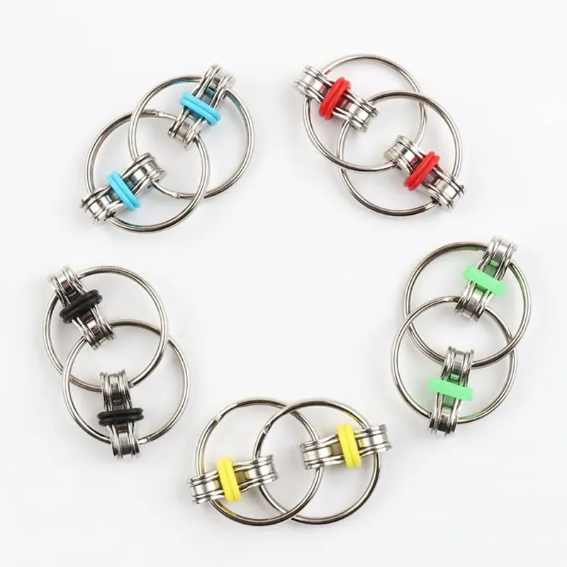 Key Ring Fidget Spinner Gyro Hand Spinner Metal Toy Finger Keyring Chain HandSpinner Toys For Reduce Decompression Anxiety 