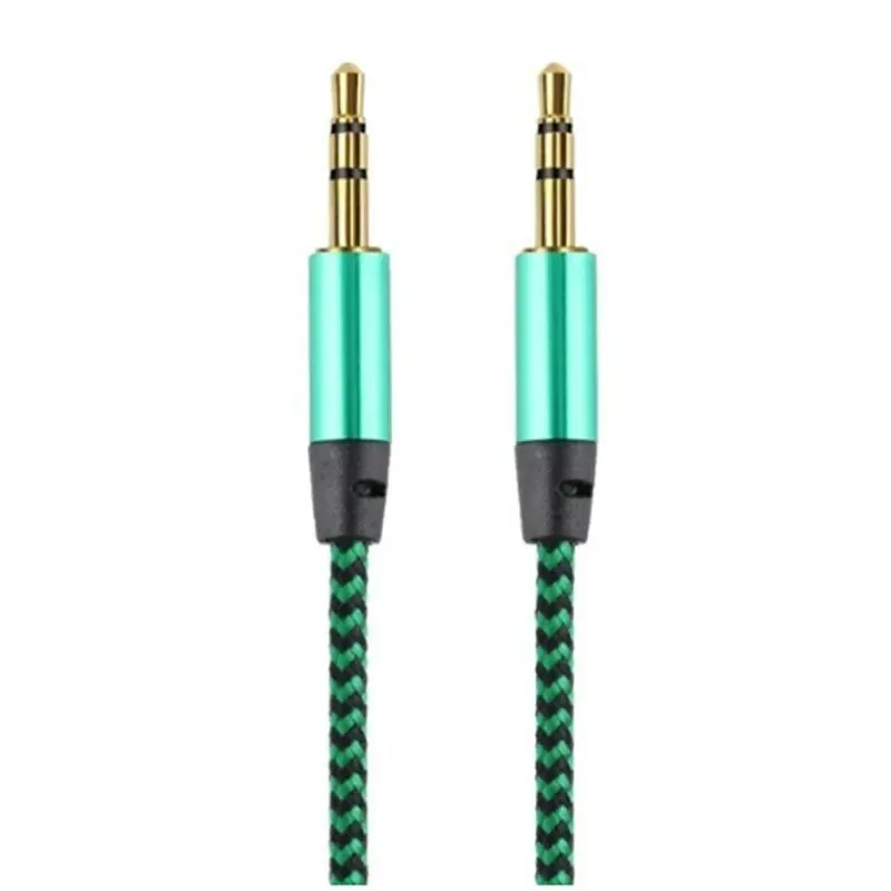 1M nylon jack aux kabel 3,5 mm tot 3,5 mm audiokabel mannelijk voor mannelijke kabel goud plug car aux koord voor iPhone samsung xiaomi