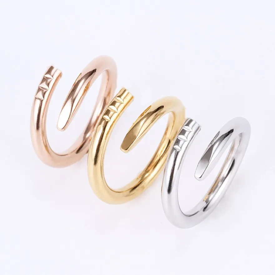 Love Rings Womens Band Ring Jewelry Titanium Steel Single Nail European and American Fashion Street Casual Casual Classic Gold Silver R 268J