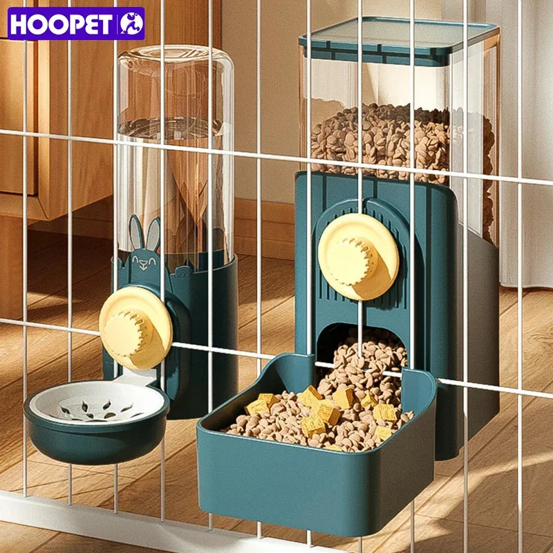 Hoopet Automatic Pet Pet Bols Cage Hanging Feeder Dog Water Bottle Food Container Dispener Dispeners pour chiot chats Produit d'alimentation pour animaux de compagnie 240508