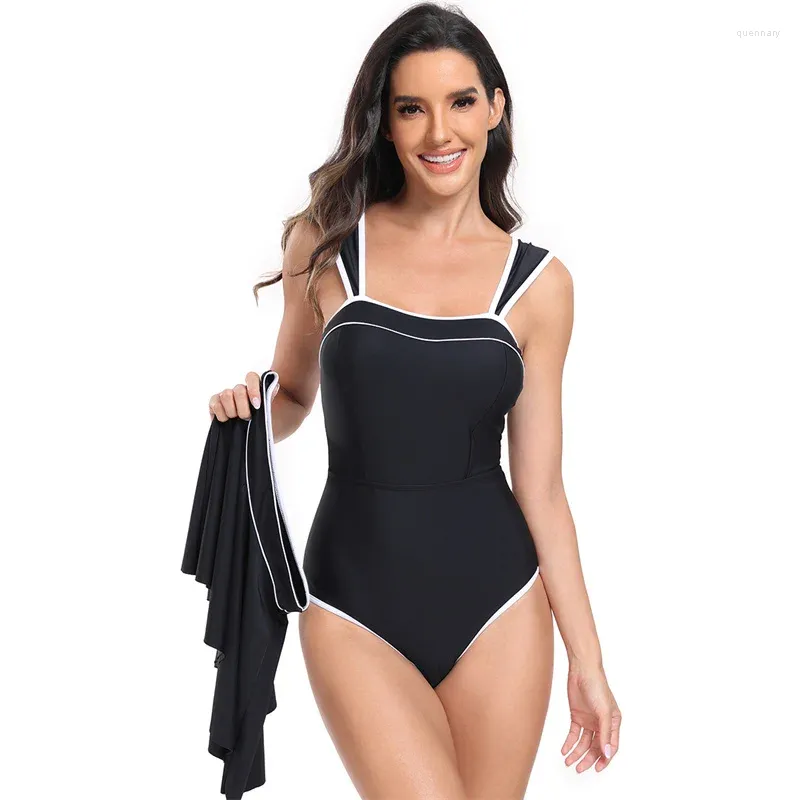 Damskie stroje kąpielowe Seksowne stroje kąpielowe 2024 Kobieta One Piece Monokini Skromne Swimming Full Body z spódniczką Kontrola żeńskiego brzucha Push Up