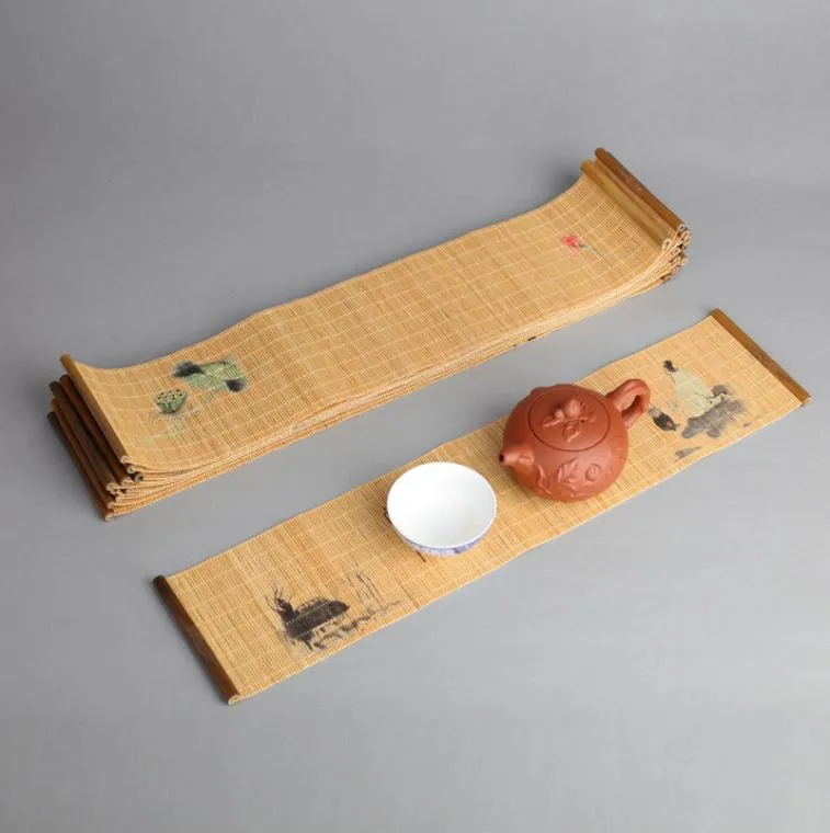 Runner de chá de bambu Runner chinês zen de bambu japonês Tapetes de chá de mesa Curtains Cretains Tea Cerimônia de Tea Acessórios5796742
