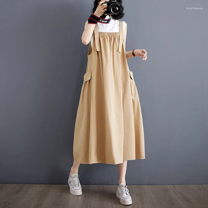 Japanese Style Sleeveless Loose Cotton Dress for Women Mid-Calf Length  Spring Summer from Dhgate Basic & Casual Dresses - price 38.18