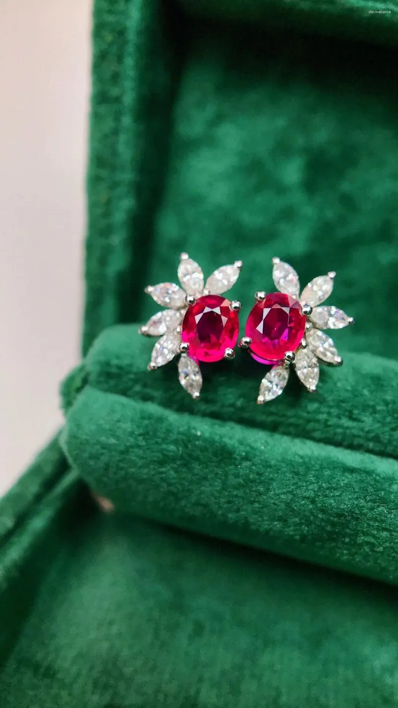 Bengle oorbellen gilde sx solide 18k goud 1.19ct natuur rode robijn edelstenen diamanten voor vrouwen fijne sieraden verjaardag geschenken
