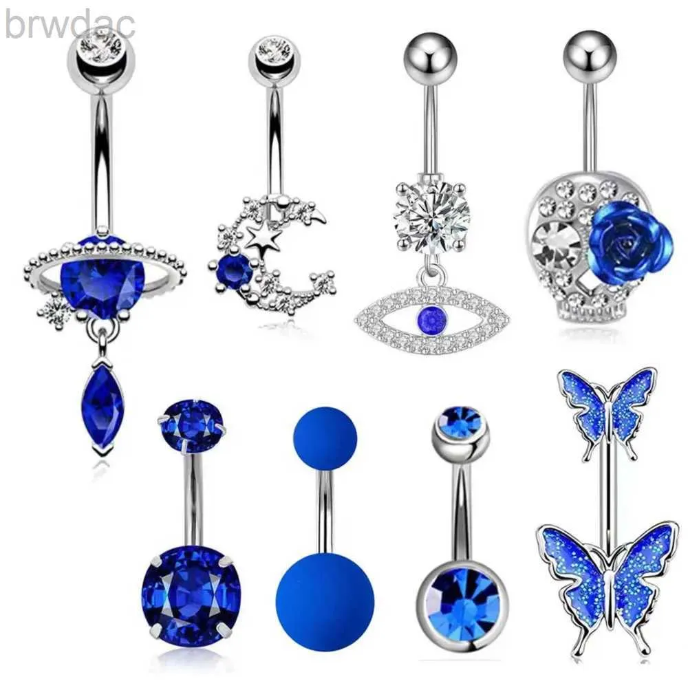 NAVEL -ringen 1 van de roestvrijstalen buikring Bloemring Bloem Hart Kristal Navel Button Piercings Body sieraden Accraferen Crafts Supplies D240509