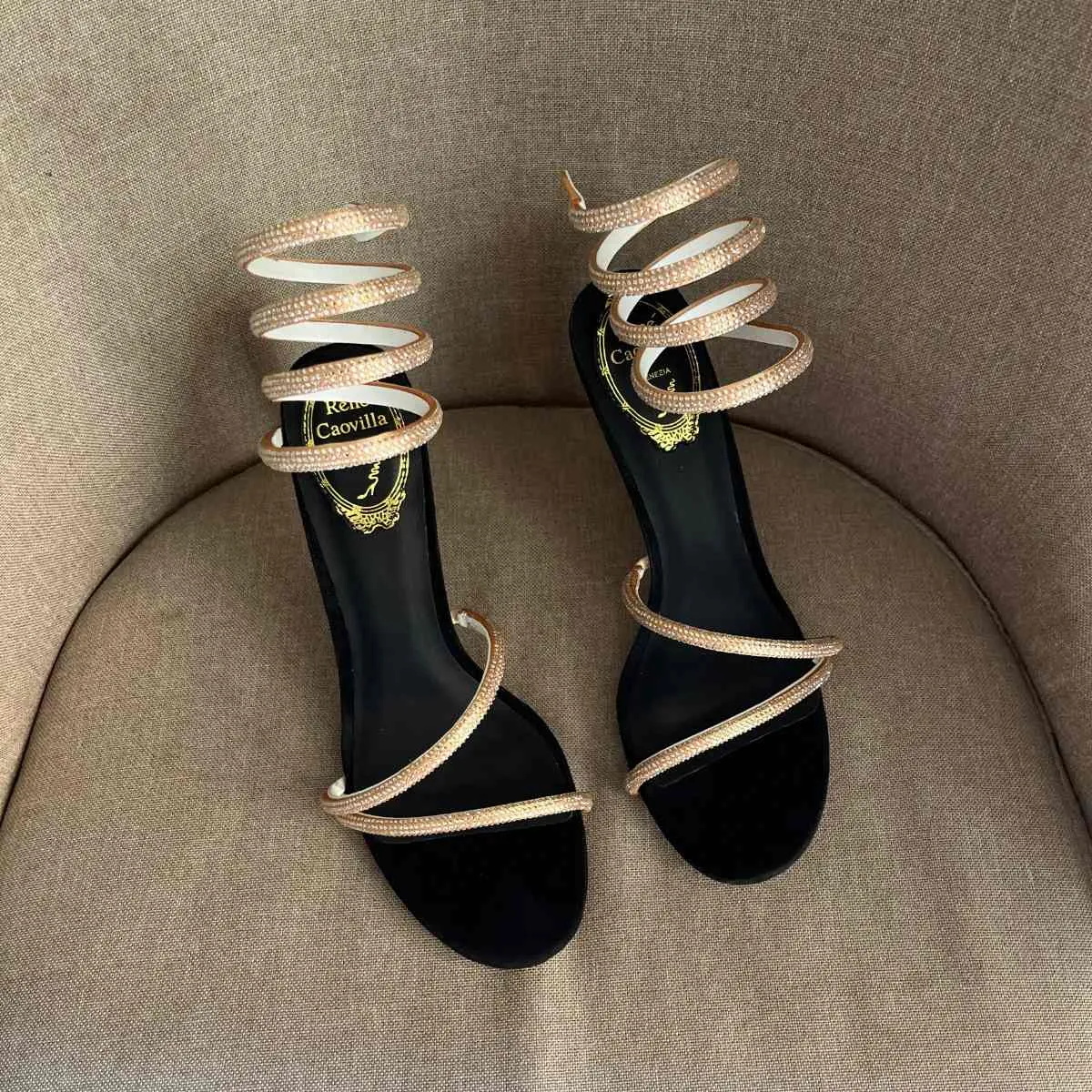 Snake Skin Stiletto Sandals Rhinestone Strass Ankle Wraparound High Heels