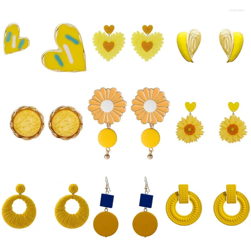 Dangle Earrings 20pairs MIX Youth Beauty Sweet Flower Yellow Spring Selling Gift For Girlfriend