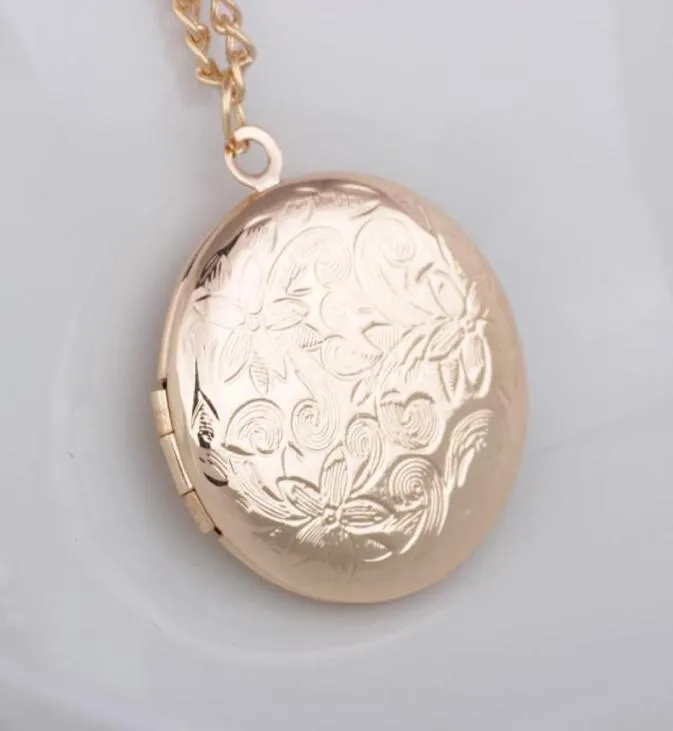 N119 Fashion Locket Delicate Schmuck Blume runde Formplattenanhänger Silber geplattet Halskette9106426