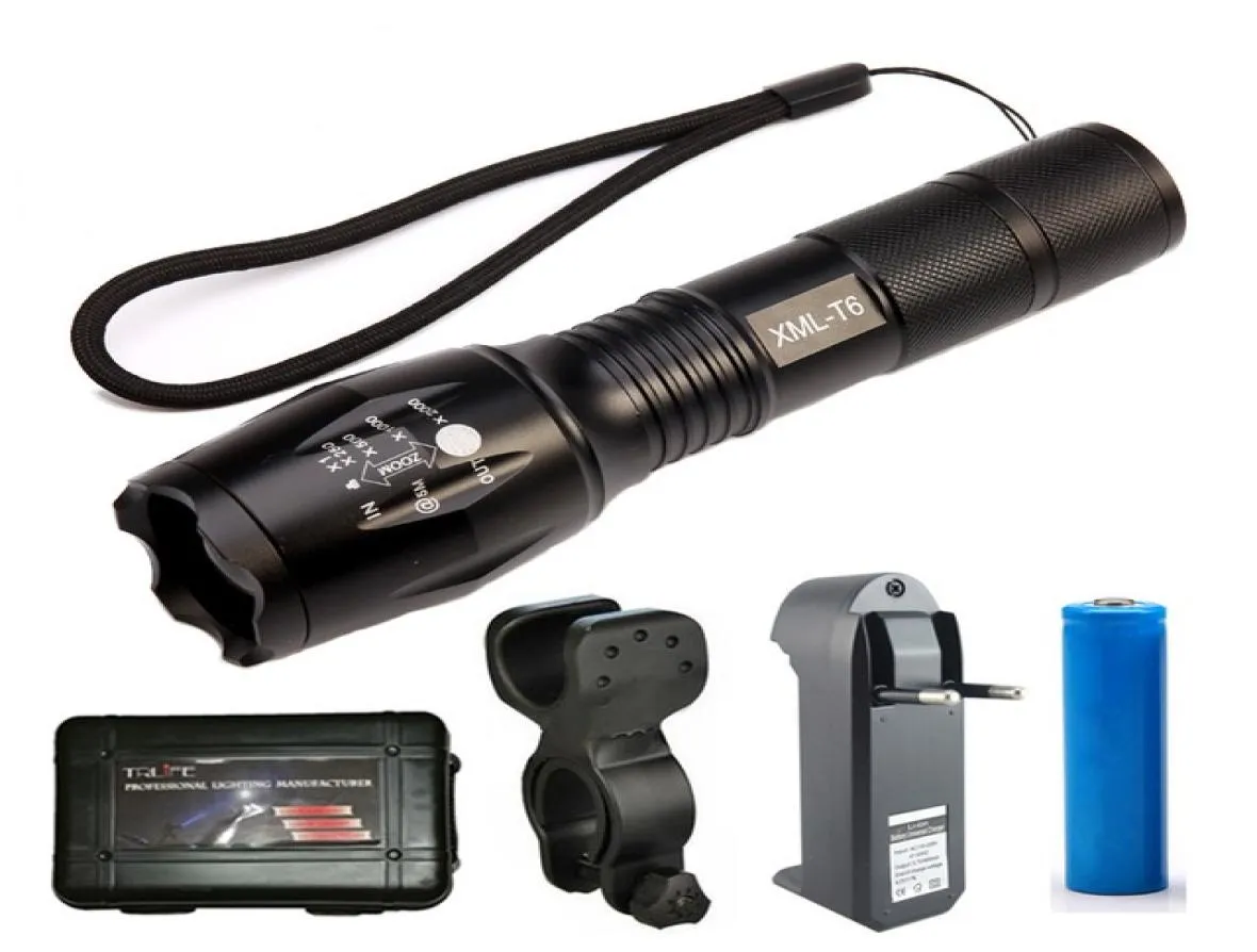 Zoom Mini T6 LED Tractical Flashlight Torch 3000 Lumens مقاومة للماء 5 أوضاع دراجة ركوب الدراجات ضوء إعادة شحن 18650 مصباح دراجة شاحن 2493212