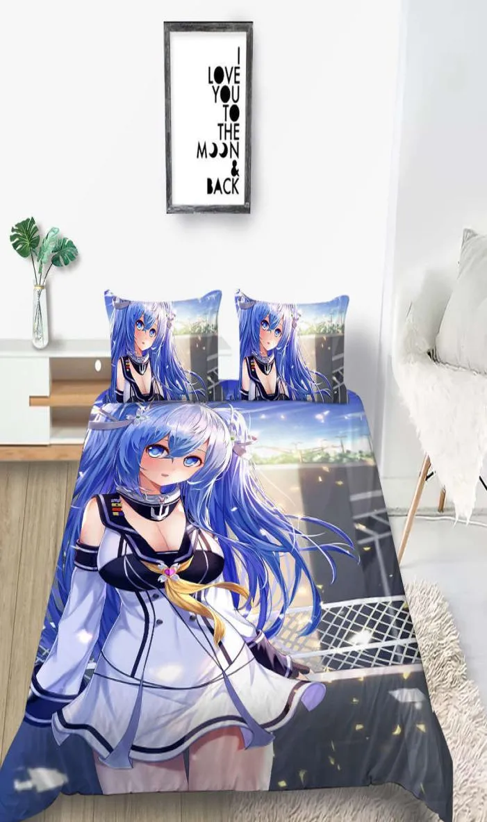 Anime Girls 3D Printed Bedding Set Däcke Cover Set Pillow Case Twin Full Queen King Adult Kids Bedclothes6817534