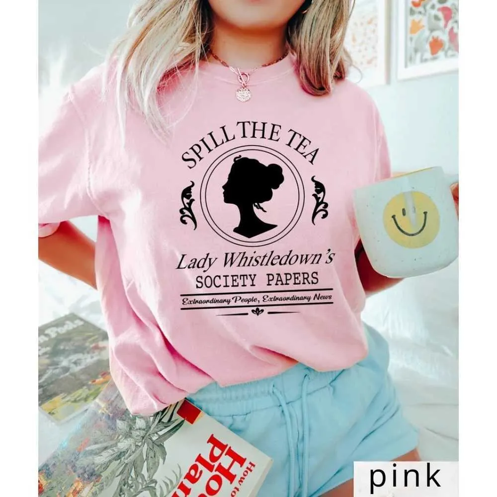 Men s T Shirts Funny High Quality T shirt Sprinkled Tea Lady Whiston Shirt Social Short Slve Top Bridgerton Shirt TV Show TShirt Y240509