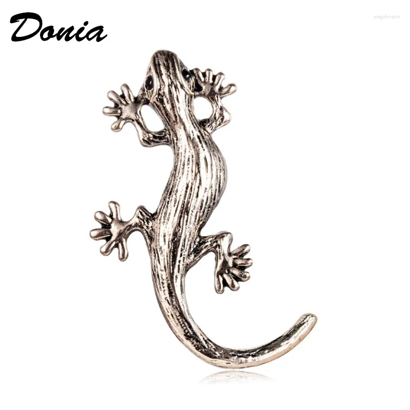 Broschen Donia Juwely Fashion Europa und die US -Retro Eidechse Gecko Brosche Patina Plated Tier Männer