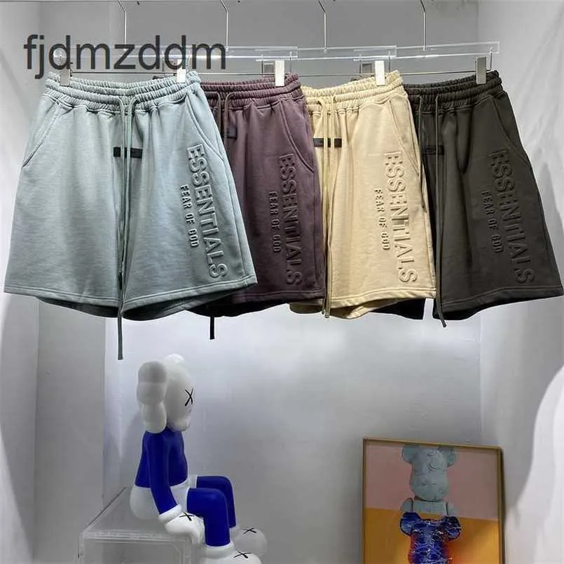 Men's and Women's Trends Designer Fashion High Version Fog Double Thread Letter Raised Drawstring Shorts Casual Sports Capris