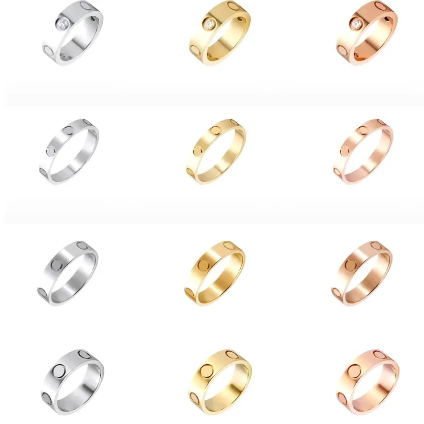 Hot Love Ring Designer Ring für Frauen Luxusaccessoires Titanium Stahl Gold plattiert nie verblätter Liebhaber Schmuck Geschenk Es COME Box 2637