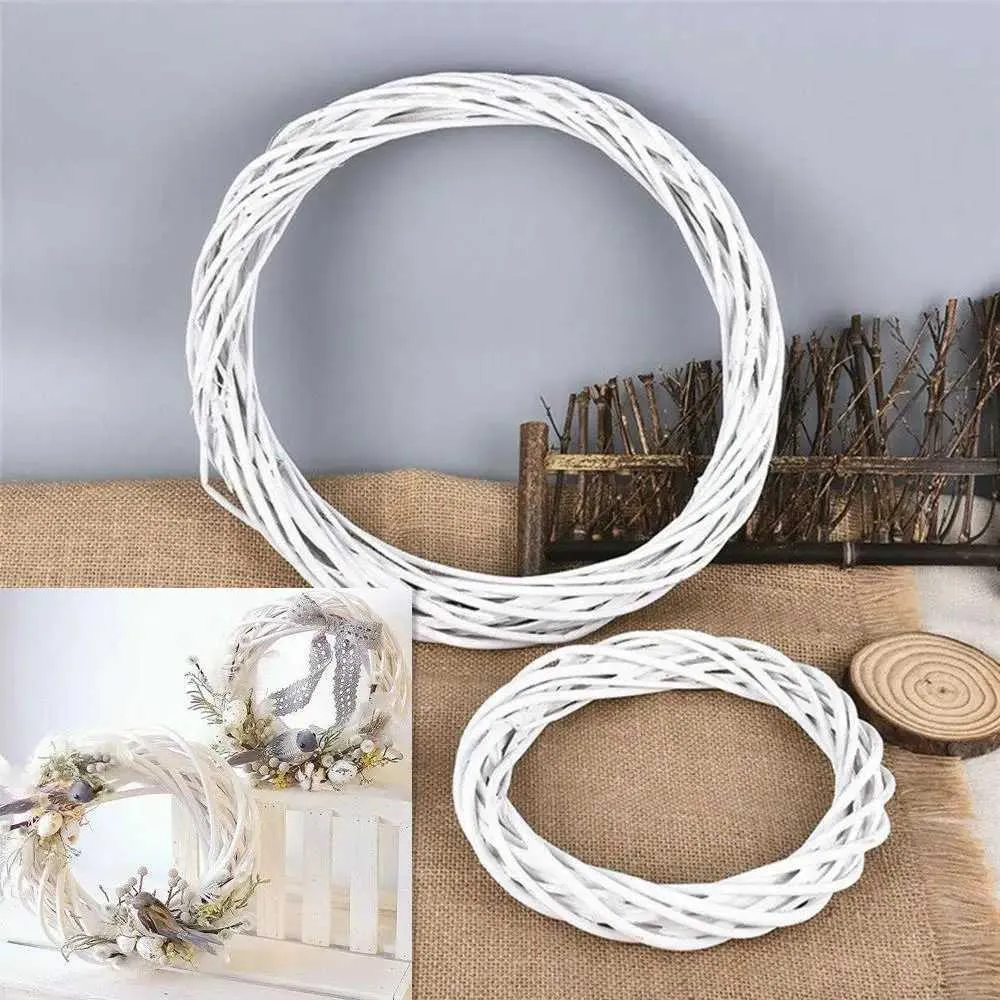 Fiori decorativi ghirlande da 10-30 cm Anello di rattan natalizio ghirlanda bianca ghirlanda sospesa anello di vite di natali