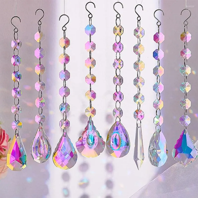 Decorative Figurines 1pc Colored Crystal Hanging Wind Chimes Ornaments Sun Catcher Pendant Rainbow Maker For Home Garden Christmas Party