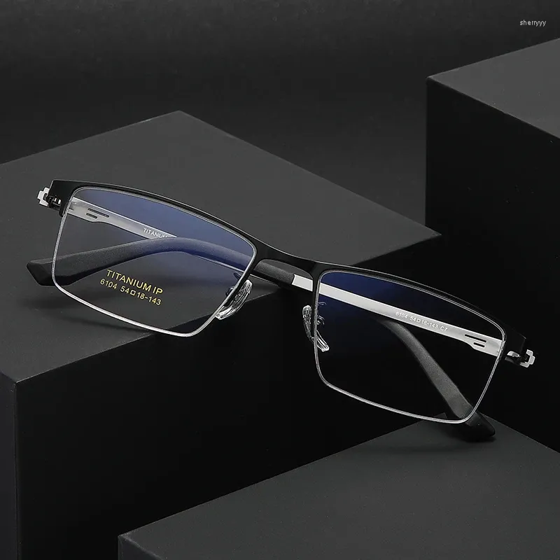 Occhiali da sole cornice in titanio vetri senza viti con telaio a mezzo frame da prescrizione per gli occhiali di moda quadrati ultralight myopia occhiali