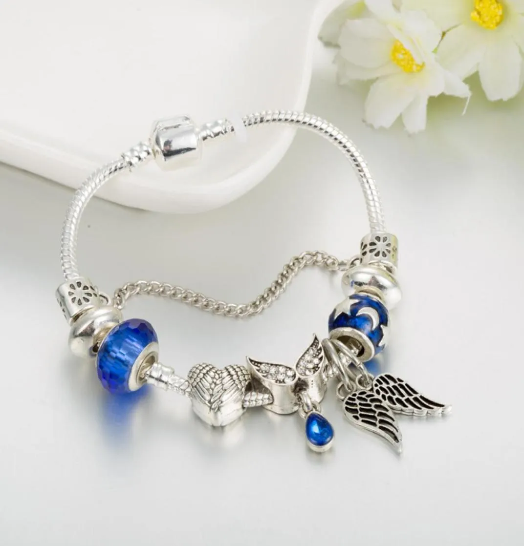 Bracelet à charme de mode Stands 925 Bracelet en argent adapté aux bacelets d'anges femelles Bracelets Love Perles comme bijoux bricolage GIF9595655