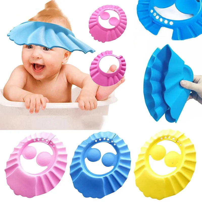 3 Baby Shower Caps Safety Shampoo Dusch Protection Shampoo Hair Cap Soft Justerable Sun Hat 240506