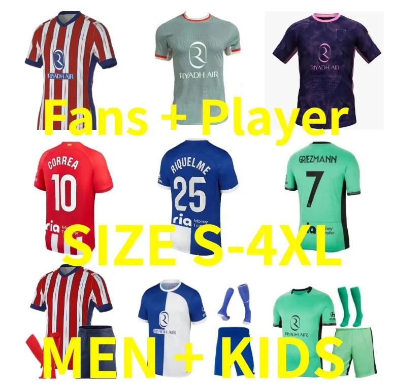 2024 2025 R. de De Paul Griezmann Koke Morata Soccer Jerseys 24 25 версии игрока Atletico Madrids Memphis Saul Llorente Correa Molina Camiseta футбольные рубашки мужчины дети