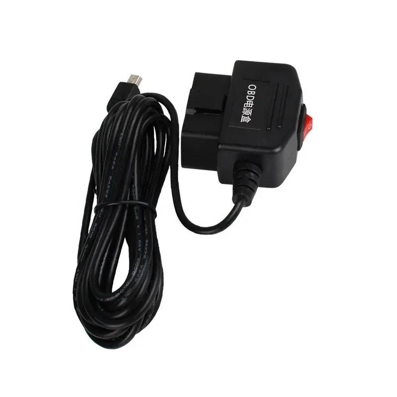 2024 Output 5V 3A Mini Micro 5PIN USB Ports Car OBD Cigarette Adapter Lighter Power Box with 3.5m Switch Cable for Dash Cam Charging for