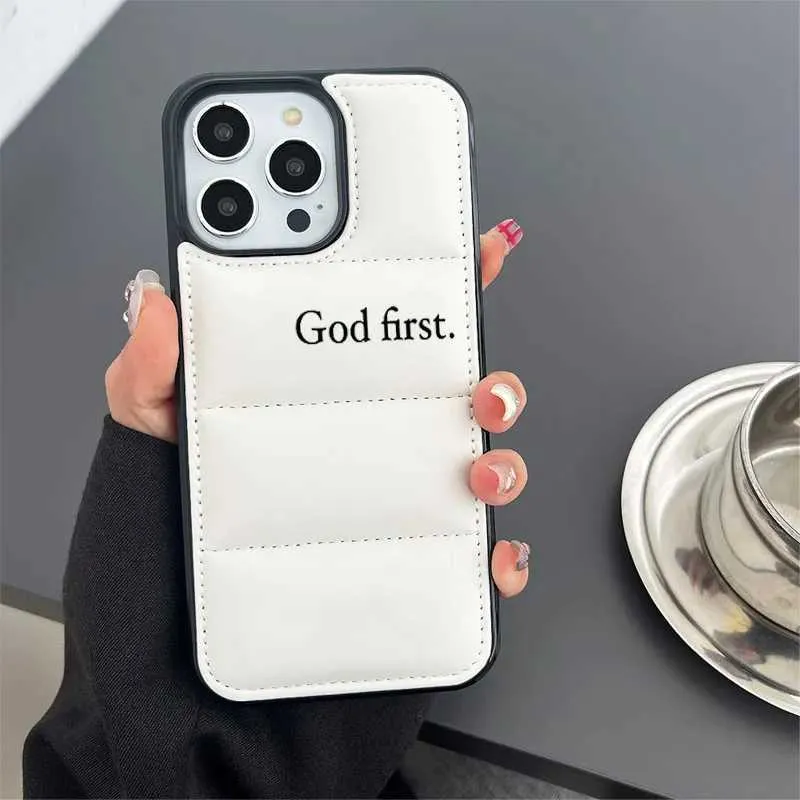 Mobiltelefonfodral Gud First Christian Religion Anti Fall Puffer Phone Case Cover för iPhone 15 14 13 12 11 Pro Max XR 7 Plus Case Gift for Boy Men J240509