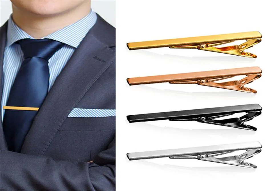 Tie Pin 4 pièces Lot Homme Clip à cravate avec boîte Skinny Tip Clip Tings Barres Golden Slim Virde Coldie Business Cleing Accessoires4579676