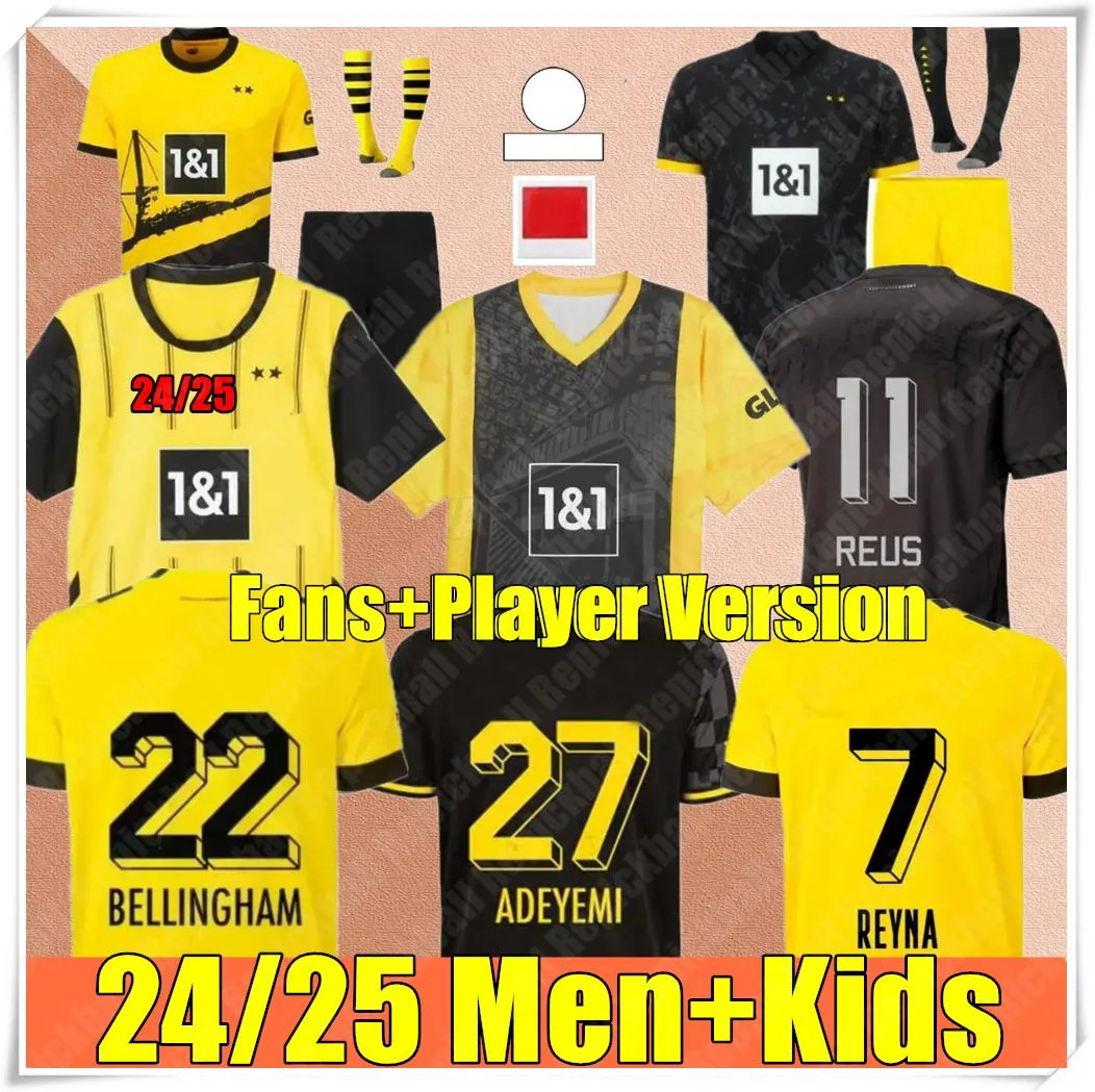 24 25 Haller voetbaltruien Reus 2023 2024 Borussia Soccer 50e voetbalhemd Neongelb Hummels Brandt Dortmund hoogwaardige mannen Kids Special Kit All Black Shirt