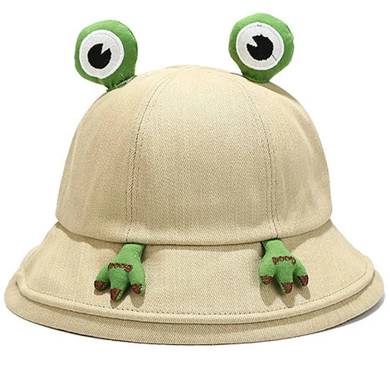 Kinder-Eltern Frog Eimer Hut für Frauen Sommer Herbst Plauce Frau Panama Outdoor Wanderstrand Fischerei Sonnenschutz Frau Bob Caps 240428