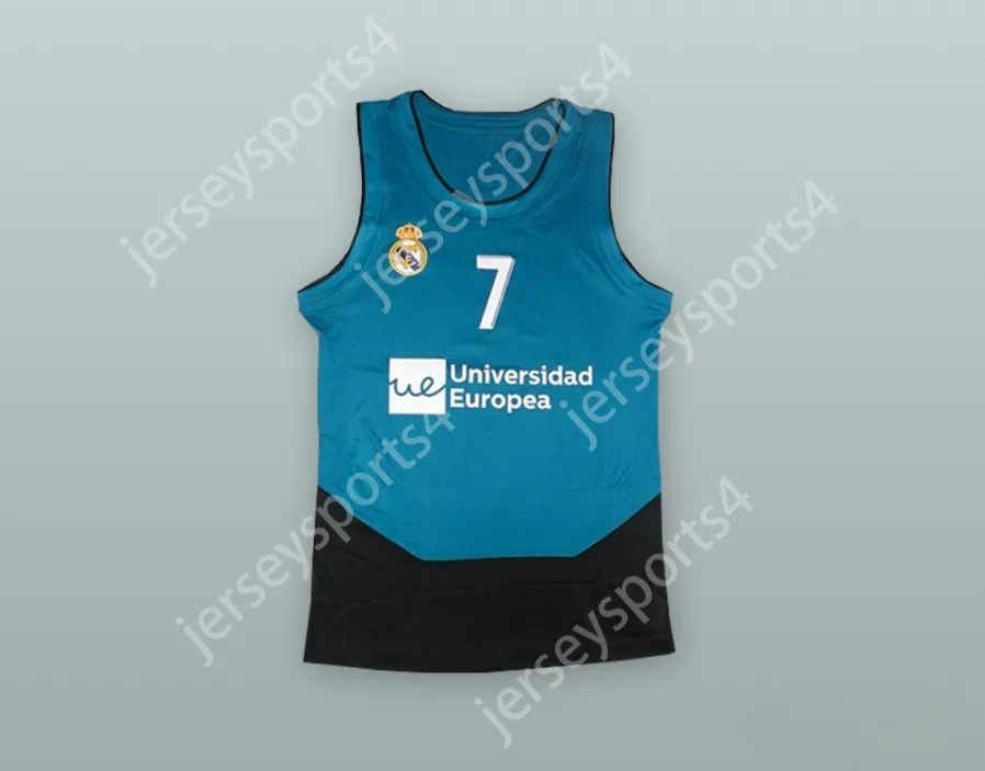 Custom nay mens Youth / Kids Luka Doncic 7 Real Madrid Teal / Black Basketball Jersey Top cousé S-6XL