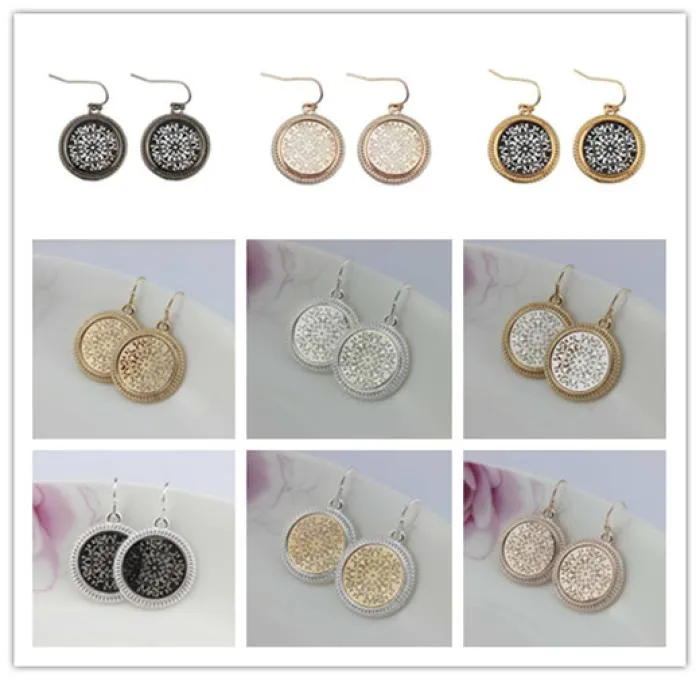 Christmas Gift Boutique Filigree Round Geometric Earrings Two Tone Filigree Earrings for Women Fashion Filigree Pattern Statement 1220219