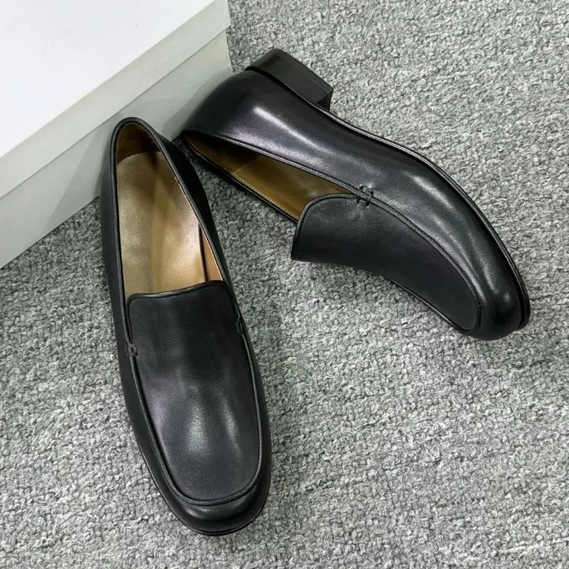 Sıradan Ayakkabı Cowhide Retro Rahat Ofis Bayan Kadınlar Tek Rahatlama Loafers #W22