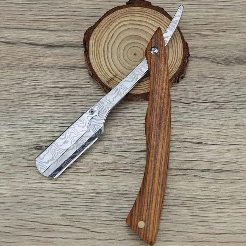 коричневая деревянная ручка лезвия бритвы Профессиональная парикмахерская бритва бритва мужские мужские