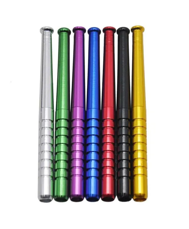 Metal One Hitter Bat Pipe 78 mm Aluminiumlegierung Unterstand Kräuter Tobakzigarette Sniffer Sntuff Snorter Mini Baseball Base Straight Typ3934893