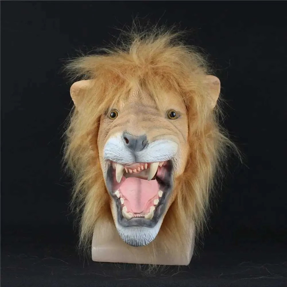 Party Masks Role playing animals with long hair and angry lion latex masks helmets Halloween costumes fancy dresses parties anime stage Q240508