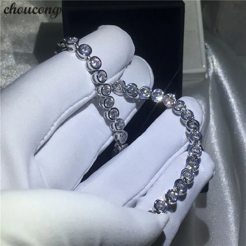 Choucong hembra hecha a mano pulseras blancas llenas de oro 5A Circón Cz Colores de plata Pulsera para mujeres Fashion Jewerly 2108