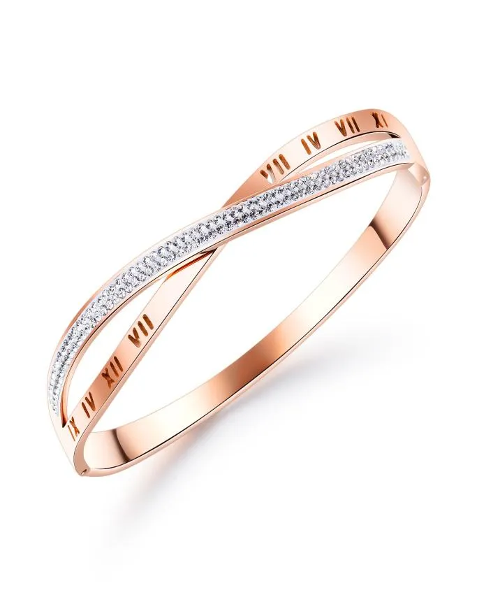 Bracelet de bracelet en chiffre numérique romain pour les femmes bracelet de diamant plaqué or rose x diamant7416824