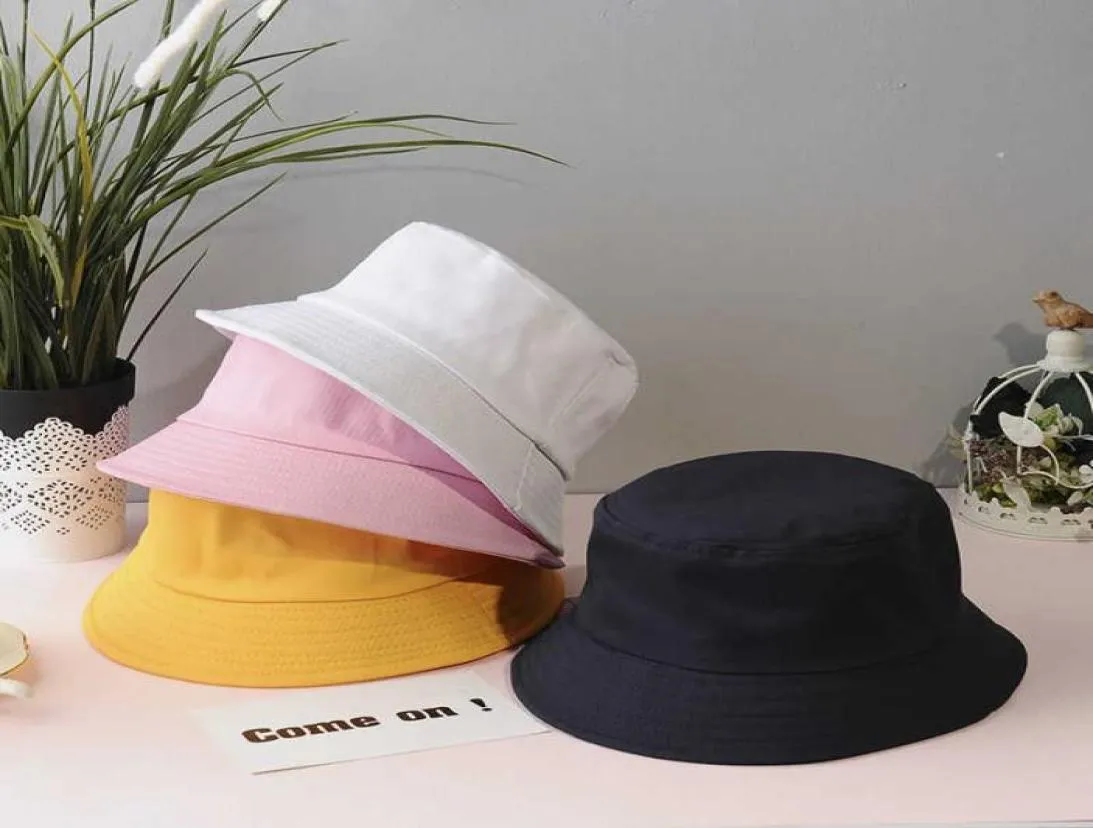 Yetişkin çocuklar için düz renkli kova şapkası unisex bob gorros erkek kadınlar yaz panama şapkası açık yürüyüş plajı balıkçılık güneş şapkaları q0807245296