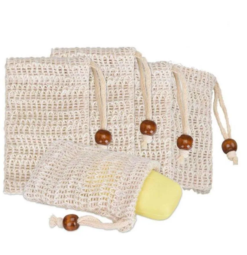 Sac de savon Sac à gommage de savon Mesh Bar Natural Ramie pour Lathering Exfoliant et séchant le sac en maille fait maison de Soap Pouch Homest1622064